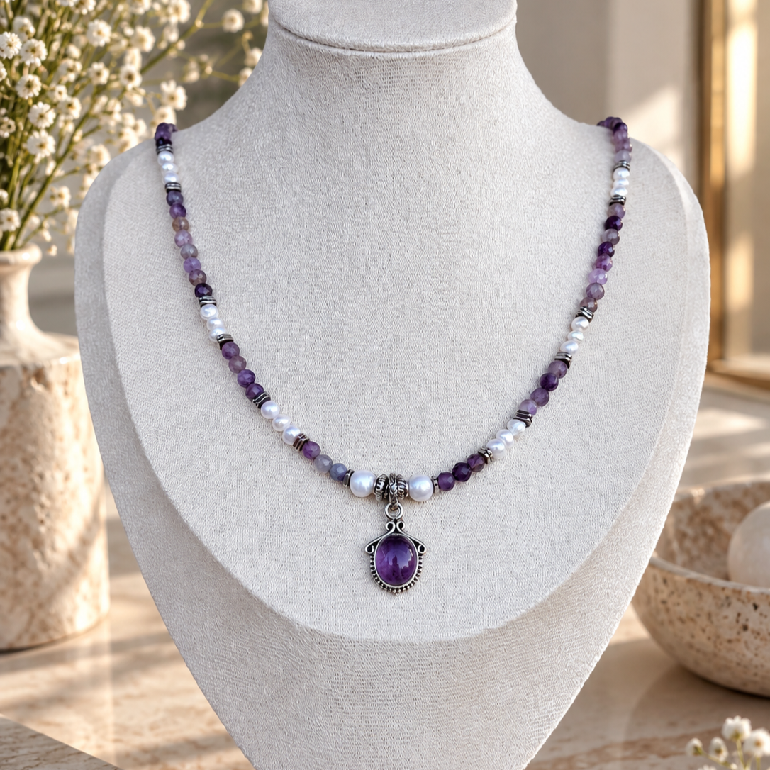 Amethyst Pearl Necklace