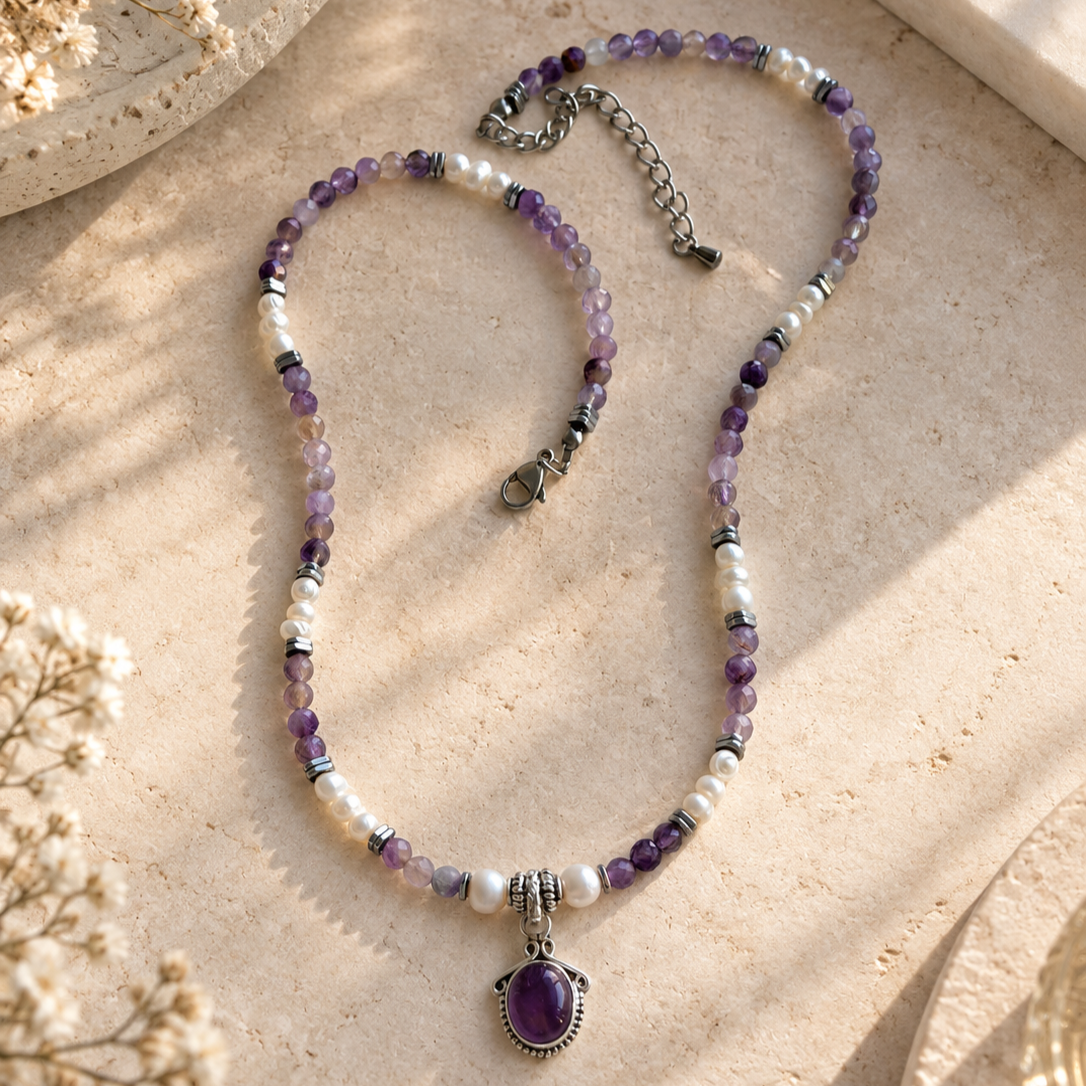 Amethyst Pearl Necklace