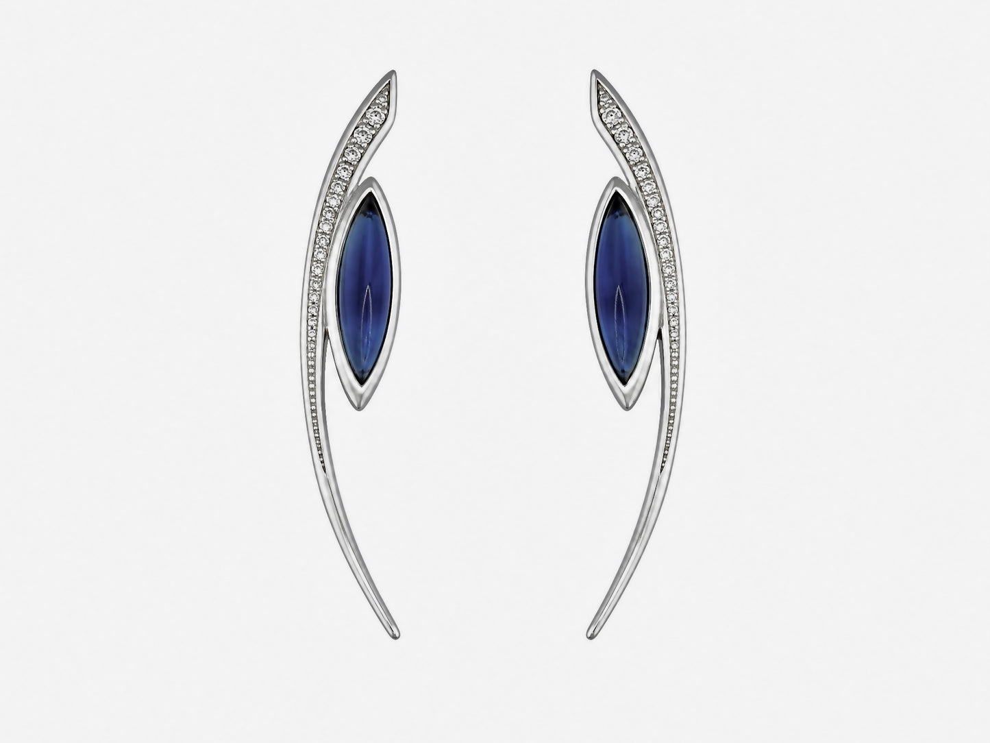 925 Silber Schmuckset mit Glas-Saphirblau und Zirkonia – Kette & Ohrringe