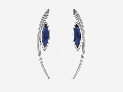 925 Silber Schmuckset mit Glas-Saphirblau und Zirkonia – Kette & Ohrringe