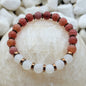 Armband „Coral & Ivory“ – Steinperlen in Crackle-Optik