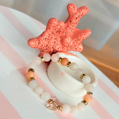 Rosé Wings – Naturstein-Armband mit Schmetterlingsdetail