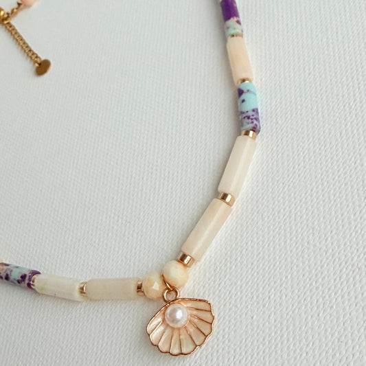 Pearl & Lilac Muschel-Halskette – Muschel-Anhänger Detail