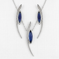 925 Silber Schmuckset mit Glas-Saphirblau und Zirkonia – Kette und Ohrringe