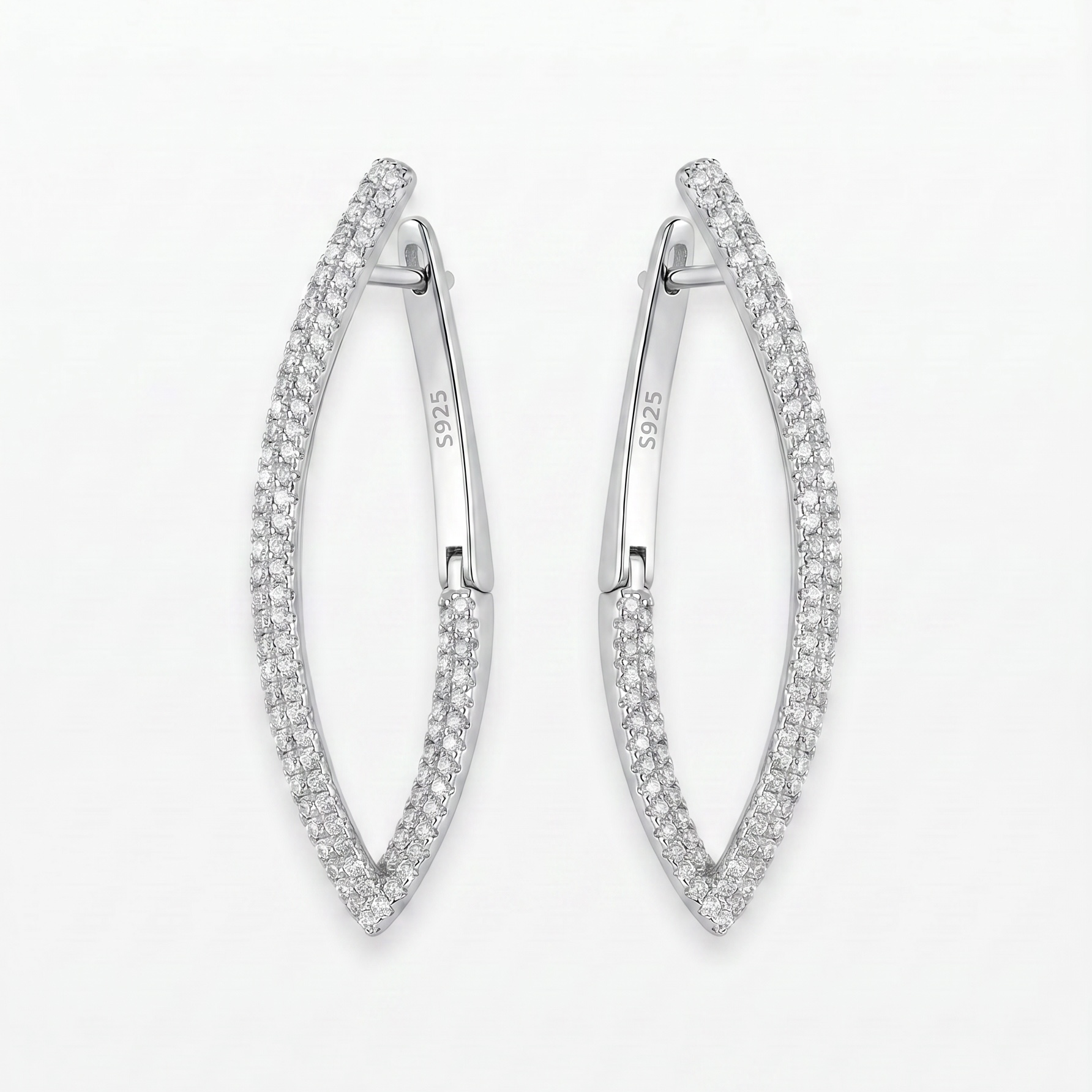 925 Silber Ohrringe mit Zirkonia im Marquise-Design