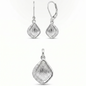 925 Silber Schmuckset mit Zirkonia im Diamant-Design – Anhänger und Ohrringe