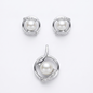 925 Silber Schmuckset mit Akoya-Perle und Swarovski Zirconia – Anhänger und Ohrringe