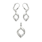 925 Silber Schmuckset mit Zirkonium im Diamant-Design – Anhänger & Ohrringe