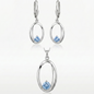 925 Silber Schmuckset mit Syn. Spinel Aqua – Anhänger & Ohrringe